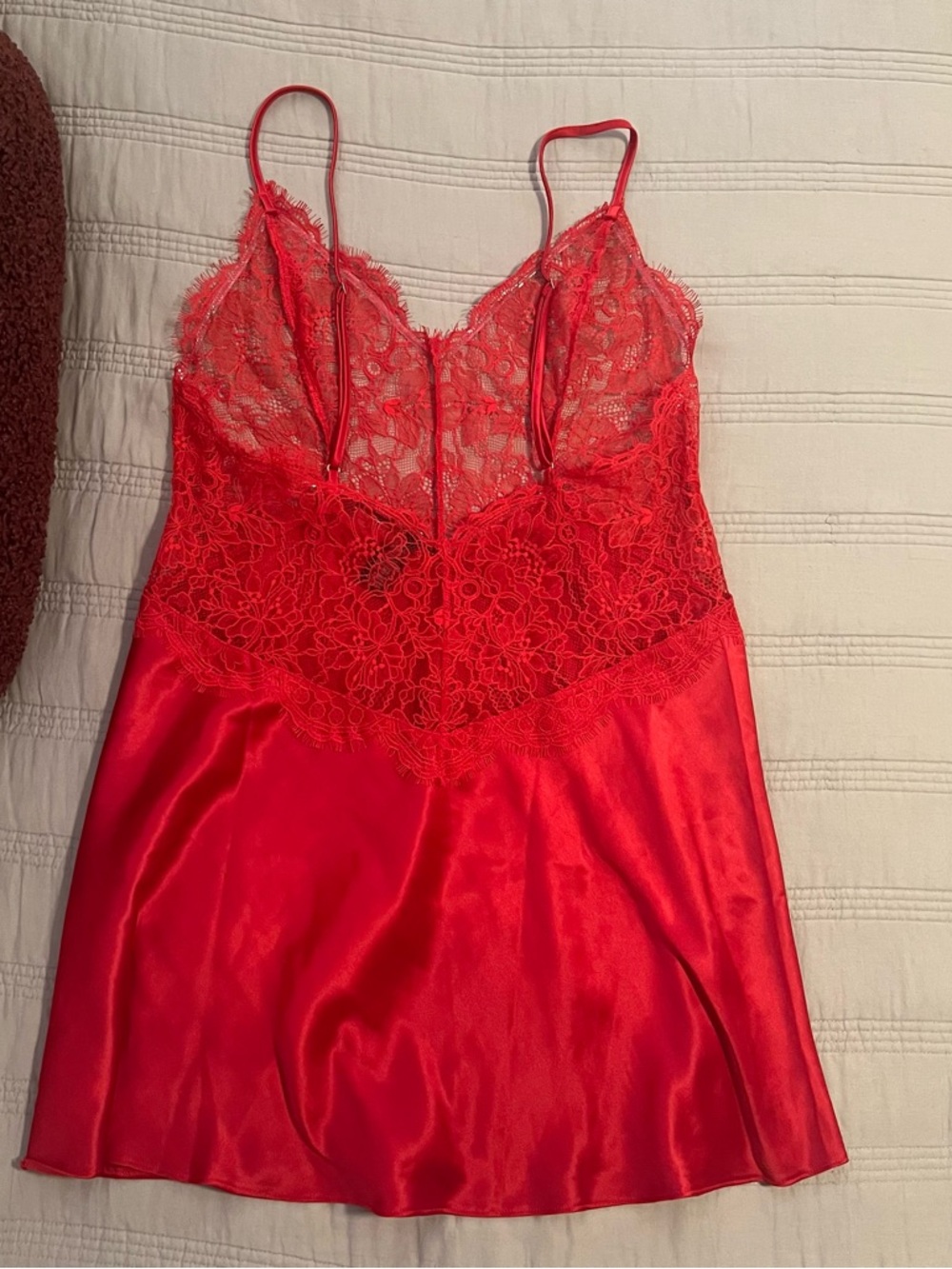 Victoria's Secret Red Lace & Satin Chemise Slip Nightie Love Sexy - Picture 3 of 8